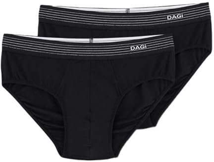 Dagi Slip Herren 2er Pack, Stretch Bequeme Unterhosen Männer Slip, Atmungsaktive Unterwäsche Herren, Weiche Gummiband Underwear Men Multipack, Modal Elasthan, Schwarz, S-2XL | M - Schwarz