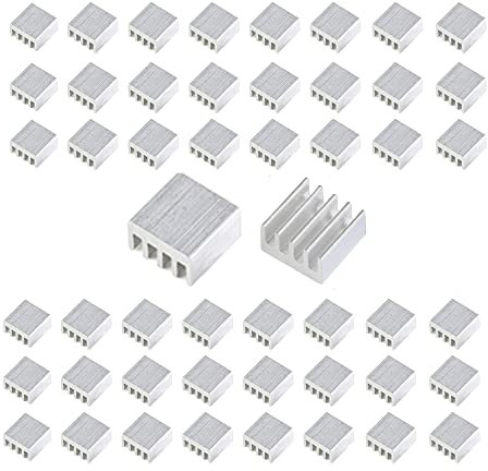 50 dissipatori di calore in alluminio, 8,8 x 8,8 x 5 mm, adatti per blocco di conduzione termica chip elettronico CPU, dissipatore di calore LED, ecc.