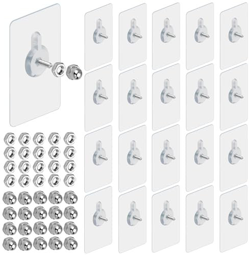zrfgbxim 20 Piezas Ganchos Adhesivos, Cuelga Cuadros Sin Clavos, Tornillos Clavos Adhesivos para Colgar Cuadros, Ganchos Autoadhesivos Transparentes para Colgar Reloj, Foto, Cuadros (8MM)
