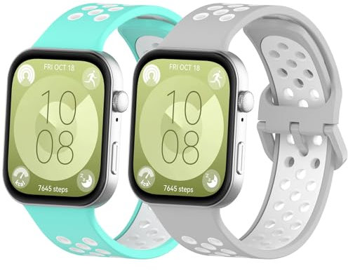 MIJOBS 2 Correa Compatible con Huawei Watch Fit 3 Reloj Inteligente Correa de Silicona Deportiva Diseño de dos Colores Agujeros Transpirables Correas de Silicona se Adapta a Huawei Watch Fit3