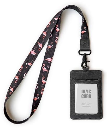 SENLLY Ausweishalter mit Süß Schlüsselband, Vertikale Ausweishülle, ID Kartenhalter Card Badge Holder mit Doppelseitige Kartenfächer