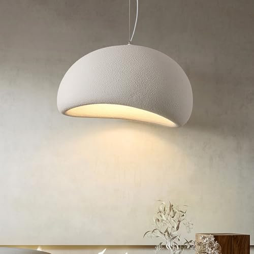 Wabi-sabi Pendelleuchte E27 Modern Pendellampe Esstisch Hängeleuchte Lampenschirm Aus Steinimitat Vogelnest-Form Kreativ Kronleuchter Für Schlafzimmer Wohnzimmer Esszimmer Küche Insel Flur Weiß(50cm)