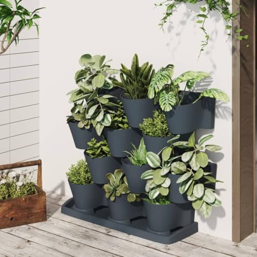 LXYZWRW Furniture Select-Vertical - Juego de 12 plantas de jardín de polipropileno antracita