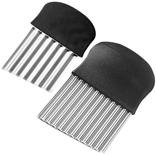 Wellenschneider, 2 Stück Riffelmesser Wellenmesser Kinder Wellenschnittmesser Gurkenschneider Pommesschneider Kartoffelschneider Beikost Zubehör Edelstahl für Pommes Kartoffeln Gemüse Obst Gurken