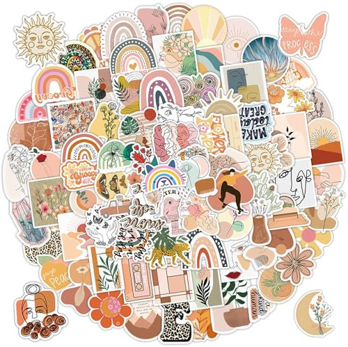 vcsjw 100 Stück Boho Sticker Aesthetic,Stickers Aesthetic Aufkleber,Wasserdicht Sticker Set für Laptop Skateboard Scrapbook Geschenk Dekorationen (5-7cm)