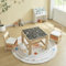 Panana Children’s Table and Chair Set with Storage,Kids Table and 2 Chairs Set,Reversible Tabletop Blackboard Paper Roll for Preschoolers Boys and Girls Activity (Natural)