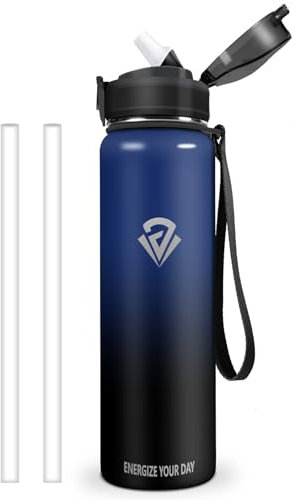 Vikastar Gourde Isotherme, 1l sans BPA, Bouteille Isotherme, Anti-Fuite, Gourde Inox, Réutilisable, Gourde Isotherme 1l pour Fitness, Adultes, Sport, École
