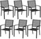 Yaheetech 6-er Set Metallstuhl Outdoor-Esszimmerstuhl bis 136 KG Belastbar Stapelbarer Gartensessel aus Metall 58 × 59,5 × 89 cm LxBxH Schwarz