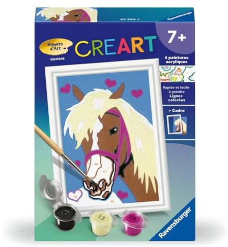 Ravensburger - CreArt Kids 8x12cm - Kunstnummer - Pferd Herz - Malen nach Zahlen Set - ab 7 Jahren - 25992