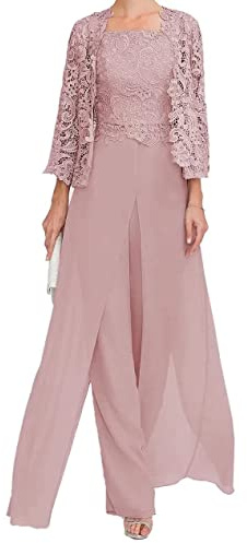TANPAUL Hosenanzug Damen Festlich Elegant - 3 Teilig Spitzen Oberteile Abendkleider Lang Hochzeitsgast Kleid mit Jacke