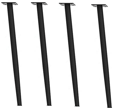 Lot de 4 pieds de table coniques en métal noir, 90 cm, pieds de canapé à angle biseauté pour table basse, table à manger, table de chevet – Pieds de canapé durables et élégants