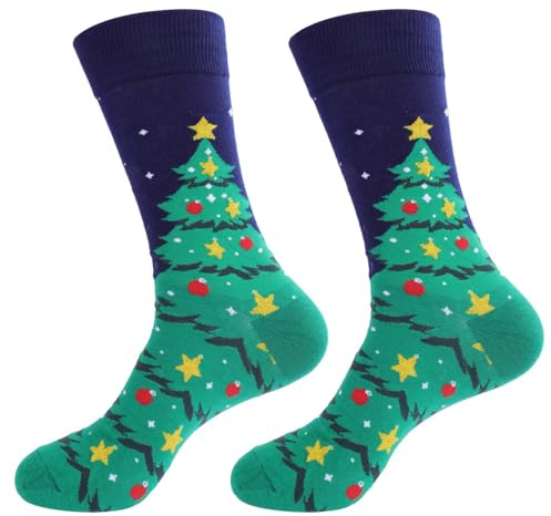 Hopton Weihnachtssocken Damen Herren, Weihnachten Lustige Socken 38-45, Weihnachts Socken aus Baumwolle, Neuheit Adventskalender Socken für Frauen und Männer