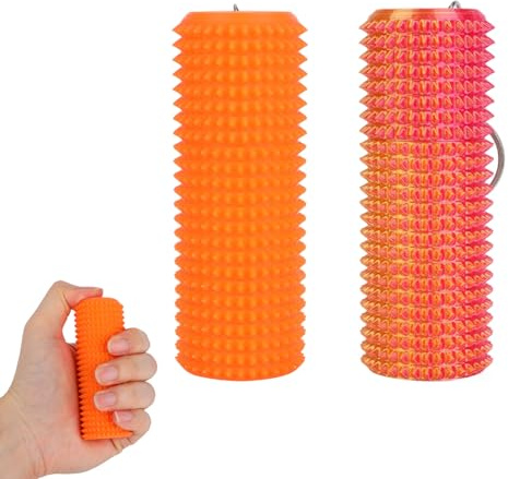 BOXOB 2 Stück Spiky Grippie Stim Schlüsselanhänger, zu Öffnender Rollen Schlüsselanhänger mit Aufbewahrung Schmerzstimulations Zappelspielzeug zur Linderung von Angstzuständen und zur Konzentration