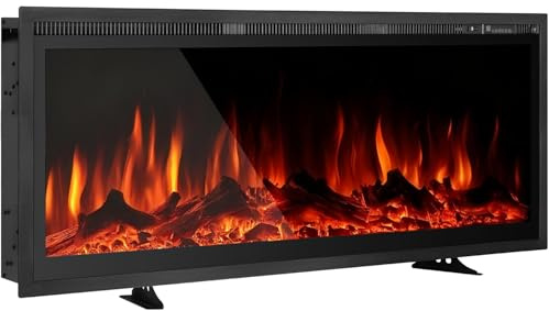 EROMMY Electric Fireplace 91cm Freestanding, Wall Mounted, Built in, 9 Colour Flame Effect, Remote Control, 750W-1500W，Electrical Heater with Crystal & Log Set