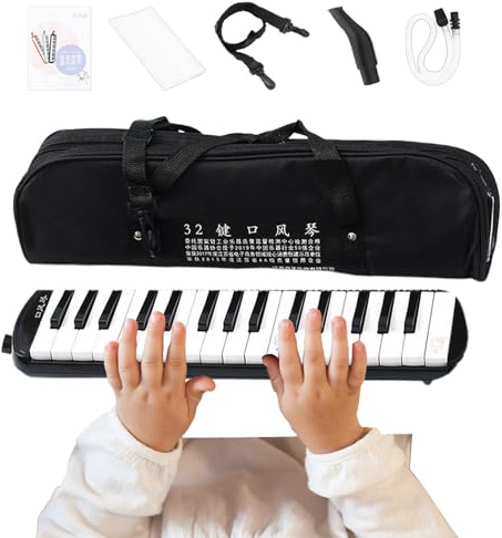 Melodica Keyboard - Air Piano Musikinstrument zum Lernen und Aufführen, langlebig mit einfacher Spielfunktion, Melodica für Schüler, Lehrer und Musiker, Weiß, Aufbewahrungstasche