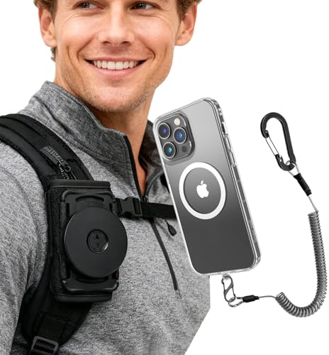 TOOLIN Magnetische Handyhalterung für Rucksackgurt, Handy-Schultergurt, Klemmhalterung, geeignet für Wandern/Klettern/Outdoor und freie Hände