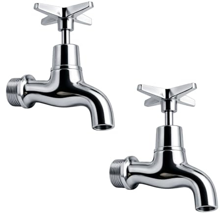 Performa Cross Top Bib Wasserhahn, Chrom, langlebige Wandarmaturen für Garten, Hauswirtschaft oder Outdoor-Wasserversorgung