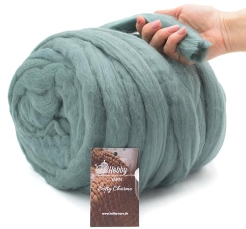Hobby YARN – Softy Charme – 100% Schurwolle, XXL Merino Wolle, Extra dicke Filzwolle, Filzgarn, Trocken- und Nassfilzen, Handstricken, Decken, Babydecken, Haustierbett (31319 - Storm Slate, 1kg)
