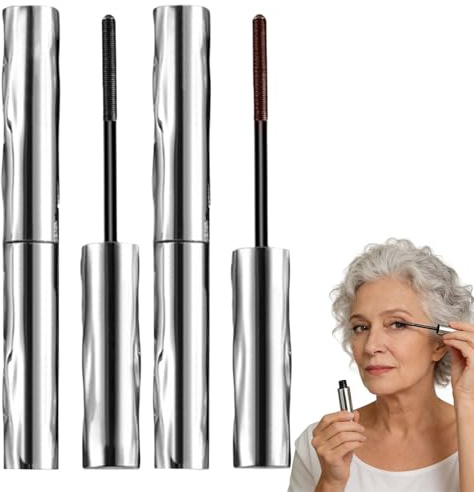 2PCS Mascara für ältere Frauen, Metal Mascara mit Metallbürste, 3D Curling Eyelash, Wasserfest Iron Eye Mas cara Volumengebende Wimperntusche Schnell Trocknend und Wischfest (Mixed-2PCS)
