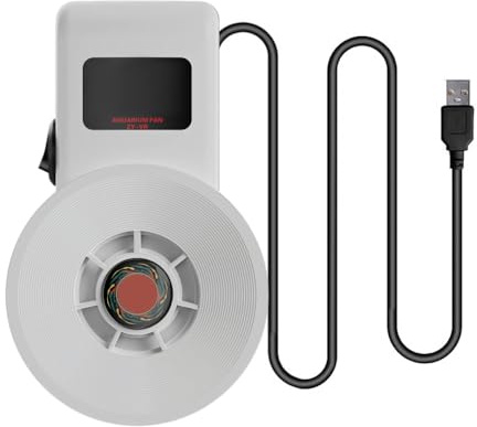 DONGKER USB Aquarium Chiller, Wall Mounted Fish Tank Fan 2 Wind Speed Adjustable Cooler with 45° Wide Angle Wind, Low Noise for 150L,Up to 8mm Thick Freshwater Saltwater Tank