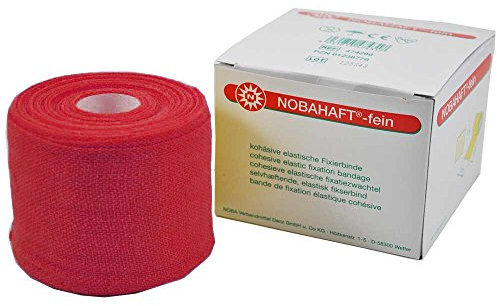 1x Nobahaft®-fein kohäsive Fixierbinde Kompressionsbinde Unterzug,rot, 6cmx20 m Rolle