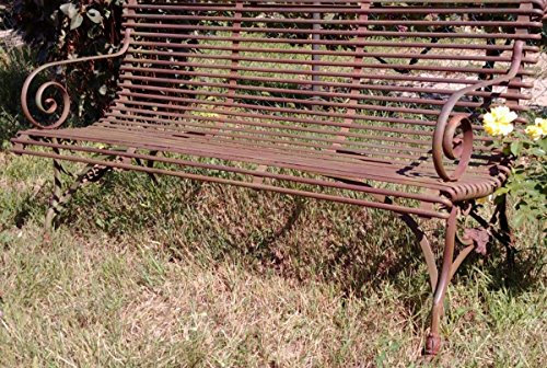 Casa Padrino Schmiedeeisen 3er Gartenbank - Gartenbank mit Klauenbeine, Farbe:Vintage rot