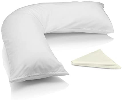 EGYPTO Orthopaedic V Pillow with pillowcase – Soft & Breathable – Anti-Allergy V Shaped Pillows for Neck & Back Support – Nursing, Pregnancy & Post Surgery Support Triangle Pillow (Cream)