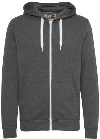 !Solid SDOlli Zip-Hood Herren Sweatjacke Kapuzenjacke Hoodie mit Kapuze Kordelzug Reißverschluss Kängurutasche Regular fit, Größe:3XL, Farbe:Med Grey (8254)