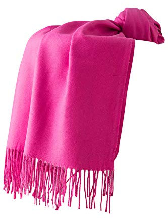 Dolamen Unisex Femme Echarpe Foulards avec des glands, Femme Léger et doux luxueux Vintage Hiver La Châles Etoles écharpe pour les affaires (78.74 * 27.56 pouces (200cm*70cm), Rose)