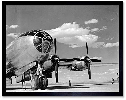 Wee Blue Coo Military Air Plane Bomber B-29 Propellor Cockpit Black White Art Print Framed Poster Wall Decor Kunstdruck Poster Wand-Dekor-12X16 Zoll