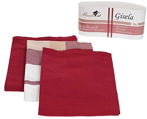MamboCat hochwertige Geschirrtücher 100% Baumwolle für Gastronomie & Küche I Tücher saugstark zum Abtrocknen & Polieren von Glas Geschirr & Besteck I Spülhandtücher Set 3tlg 45x 65cm