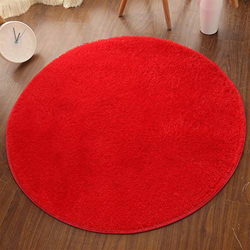 Insun Einfarbig Shaggy Teppich Hochflor Runden Teppiche Modern für Wohnzimmer Schlafzimmer Rot 120cm Durchmesser