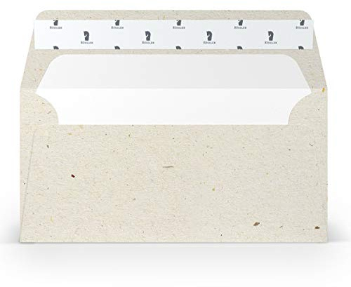 PAPERADO 200 Briefumschläge DIN lang/DL Haftklebung mit Seidenfutter - Terra Vanilla Creme Beige - 100 g/m² Kuvert ohne Fenster 22 x 11 cm - Umschläge mit Haftklebung breite Klappe