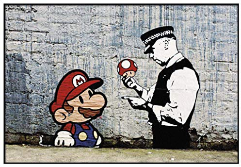 Panorama Gerahmtes Poster Super Mario Bros 70x50cm - Gedruckt auf Starres Poster - Enthält Rahmen - Moderne Bilder Wohnzimmerdekoration - Schlafzimmer