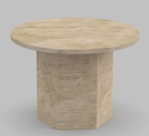 Casa Padrino Luxus Couchtisch Beige Ø 60 x H. 40 cm - Moderner runder Naturstein Wohnzimmertisch - Luxus Wohnzimmer Möbel