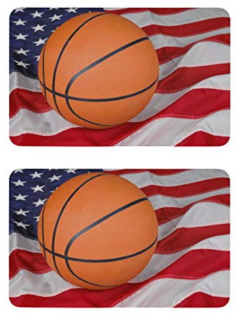 Mnsruu American Flag Basketball Sport Refrigerator Magnets 2 Piece Decorative Fridge Whiteboard Kitchen Office Magnets
