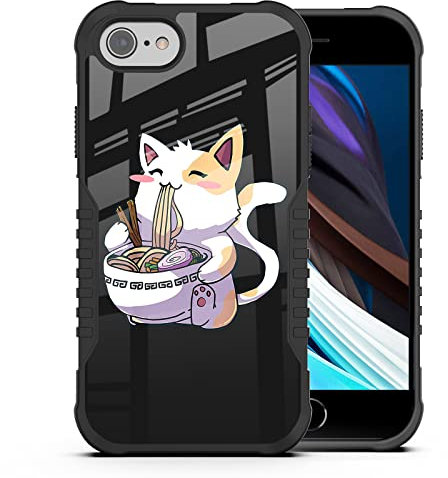 LANJINDENG for iPhone SE 2022/2020/7/8 Case for Boys Girls, Anime Cat Kawaii Design Shockproof Anti-Scratch Drop Soft Silicone TPU Bumper PC Back Protection Case for iPhone SE 3rd/2nd Gen/7/8/6