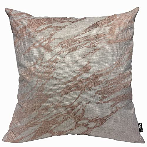 Mugod Fantasy Marble Cushion Cover Throw Pillow Covers Rose Gold Rock Stone Surface Natural Marble Slab Pillow Case for Men Women Decorative Home Sofa Chair Couch 45x45cm/18x18 Inch