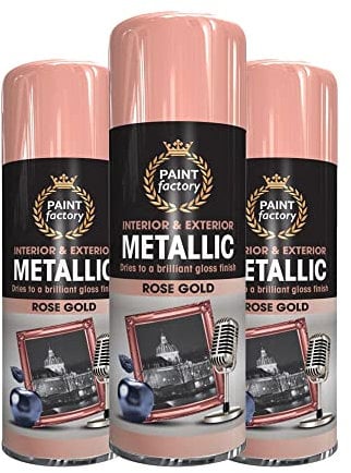 Classic Signature - 3 x Metallic Rose Gold Spray Paint 400ml Multi-Purpose Use, Spray for Metal and Wooden Furniture, Ornaments, Decorative Items and Much More for Interior & Exterior