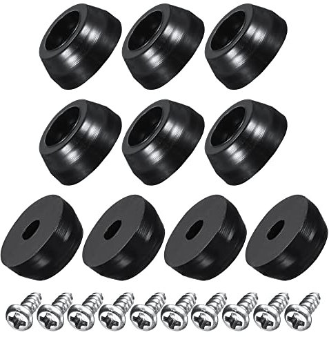 sourcing map 48 Stück Runde Schwarze Gummifüße mit Edelstahlschrauben und Unterlegscheibe, Gummipuffer Schraubfeste Gummifüße 11mm Breite x 5mm Höhe für die Meisten Möbelgeräte