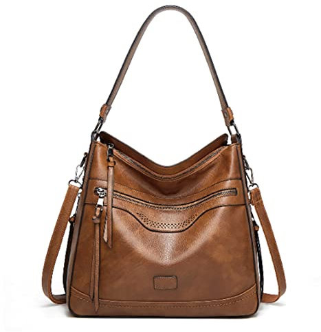 Sacmill Damen Handtasche PU Leder Umhängetasche Shopper Top-Griff Tragetaschen Elegant Schultertasche für frauen (Khaki1023)