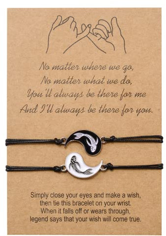 CheersLife 2 Yin Yang Paar Armbänder Beste Freundin Freundschaft Entfernung Passend Wunsch Glück Fisch Armband Geburtstag Schmuckset Geschenke Für Frauen Männer Jungen Mädchen Mutter Tochter Sohn