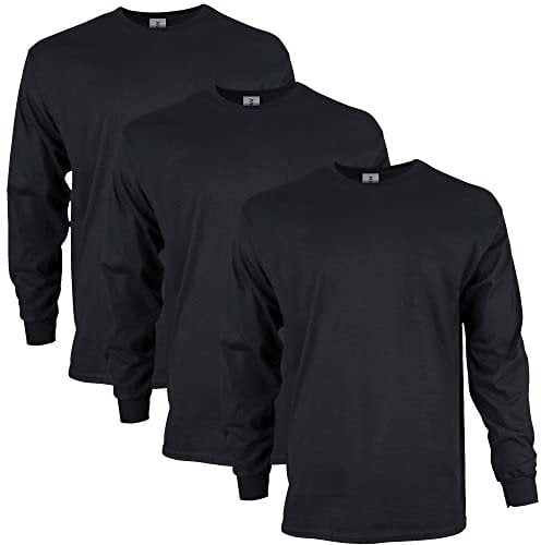 GILDAN Men's, Ultra Cotton Long Sleeve T-Shirt, Style G2400, Black, XL
