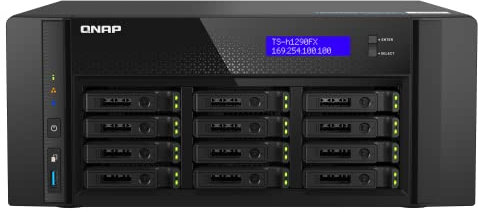 QNAP TS-h1290FX-7232P-64G-US 12 Bay U.2 NVMe/SATA All-Flash Desktop NAS Ideal for Office environments, collaborative 4K/8K Video Editing, and File Sharing