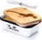 AISBUGUR Beurrier avec couvercle, beurrier pour comptoir, beurrier en métal avec couteau à beurre multifonction en acier inoxydable, grand récipient à beurre avec silicone pour décoration d'intérieur,