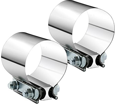 2.75 2.75 Inch Exhaust Clamp Butt Joint Band Clamp Sleeve Coupler Stainless Steel 2 3/4 Inch for Exhaust Pipes, Mufflers and Catalytic Converters (2 PCS)