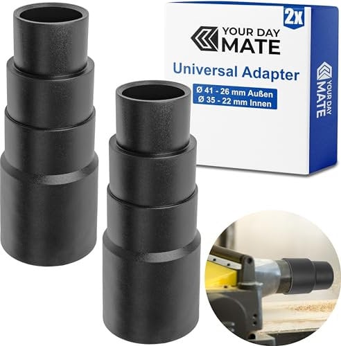 Adaptateur universel pour aspirateur, 2 pièces, noir, compatible avec Bosch, Makita, Kärcher, etc., 4 positions avec Ø 41-26 mm extérieur, Ø 35-22 mm intérieur, réducteur Adaptateur pour tuyau