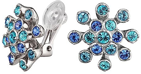 Traveller Ohrclip - blaue Kristalle - Platiniert - 157547