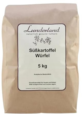 Lunderland Süßkartoffel Würfel 5 kg Einzelfuttermittel für Hunde und Katzen, Gemüseflocken