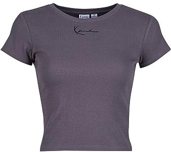 Karl Kani Damen KW233-032-2 KK Small Signature Tight Rib Tee Anthracite, S